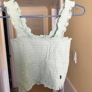 Hollister Mint Green Smocked Square-Neck Crop Top
